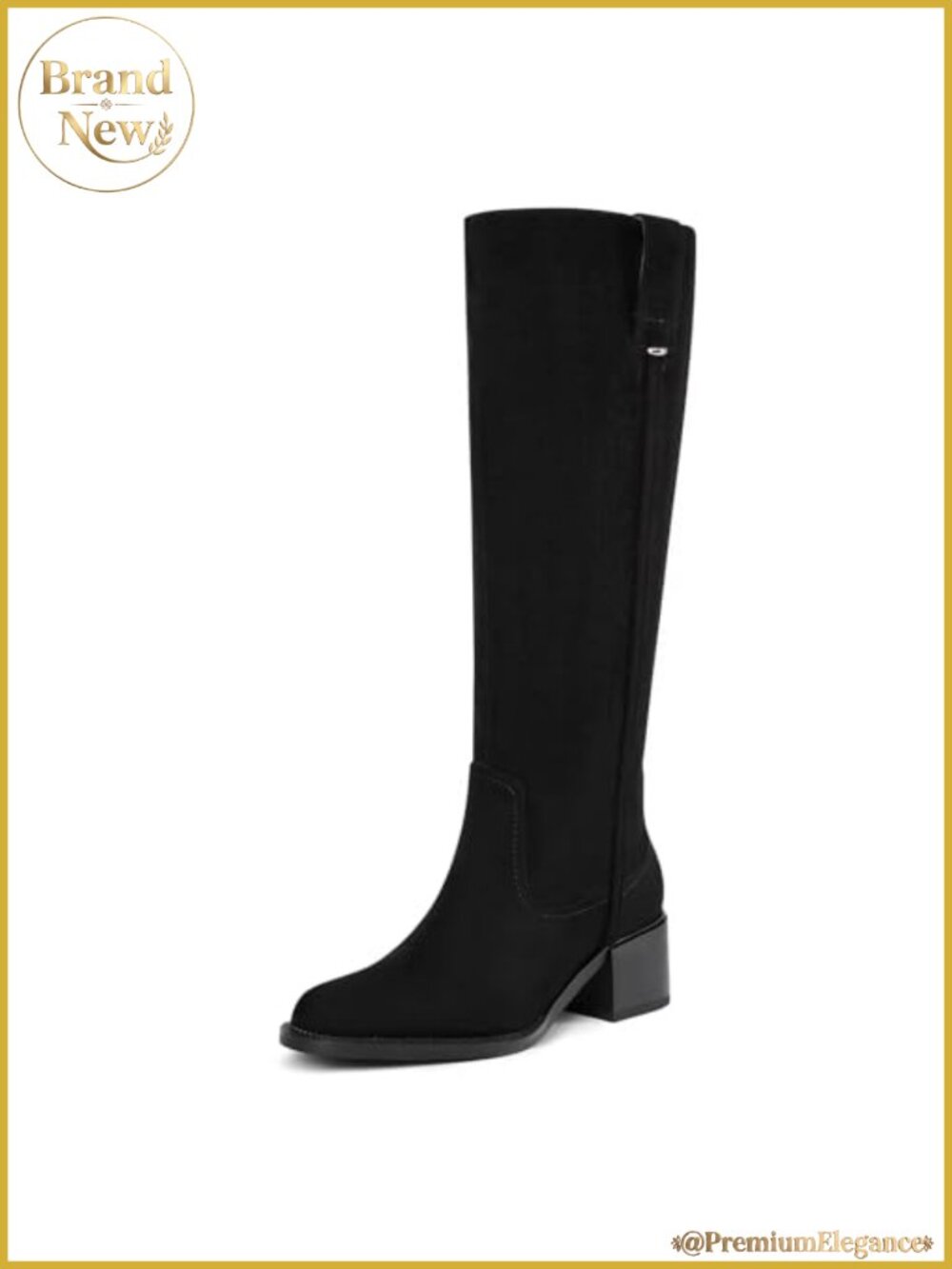 Knee High Boots Chunky Heel Tall Riding Boots Faux Leather